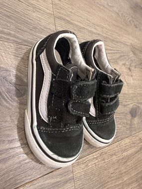 Vans Kids Black and White Velcro Skate Sneakers
